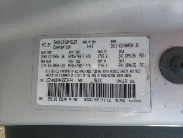 Photo 10 from auction – 2004 DODGE RAM 1500 S with VIN 1D7HA18N44S555474