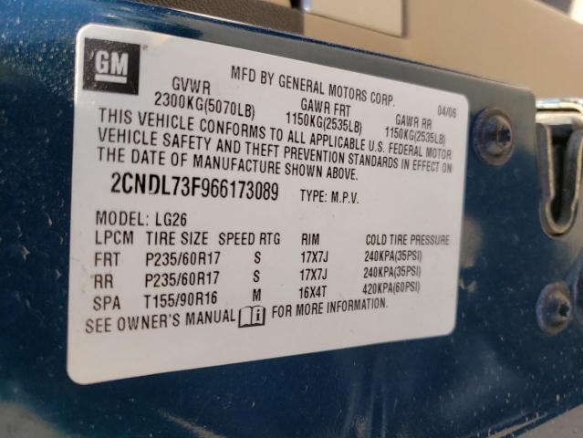Photo 10 from auction – 2006 CHEVROLET EQUINOX LT with VIN 2CNDL73F966173089