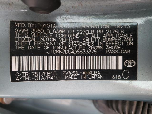 Photo 10 from auction – 2013 TOYOTA PRIUS with VIN JTDKN3DU4D5633375