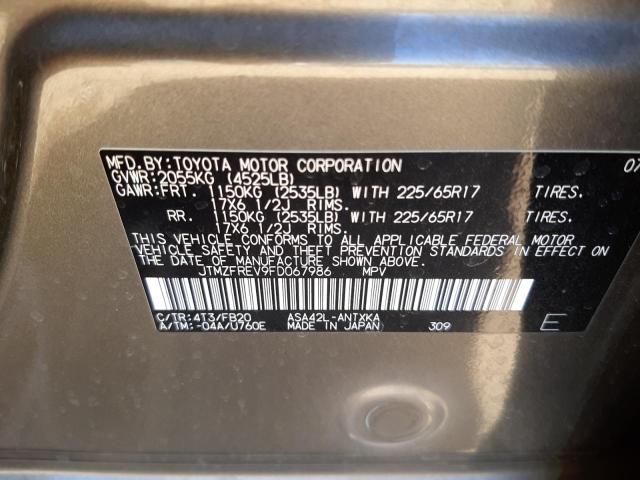 Photo 10 from auction – 2015 TOYOTA RAV4 LE with VIN JTMZFREV9FD067986