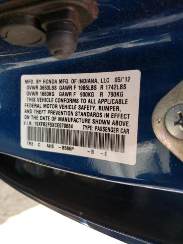 Photo 10 from auction – 2012 HONDA CIVIC LX with VIN 19XFB2F5XCE070684