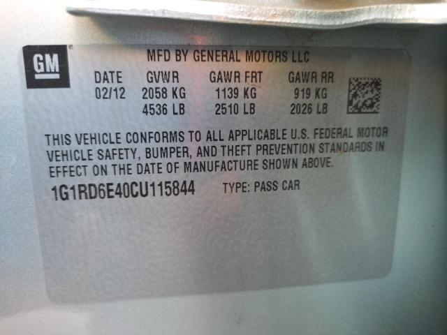 Photo 10 from auction – 2012 CHEVROLET VOLT with VIN 1G1RD6E40CU115844