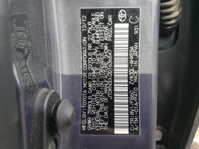Photo 10 from auction – 2013 TOYOTA PRIUS with VIN JTDKN3DU2D1636847