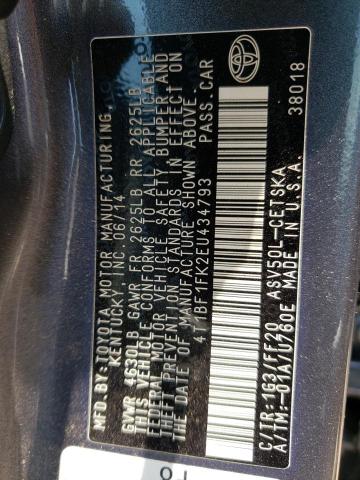 Photo 10 from auction – 2014 TOYOTA CAMRY L with VIN 4T1BF1FK2EU434793