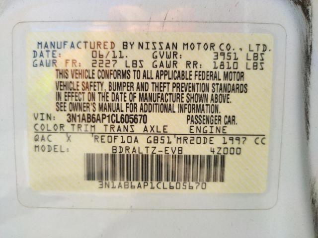 Photo 10 from auction – 2012 NISSAN SENTRA 2.0 with VIN 3N1AB6AP1CL605670