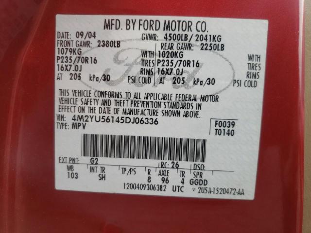 Photo 10 from auction – 2005 MERCURY MARINER with VIN 4M2YU56145DJ06336