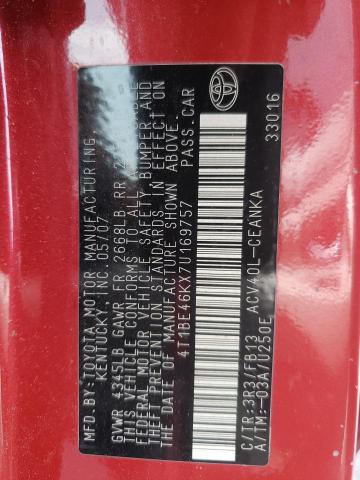 Photo 10 from auction – 2007 TOYOTA CAMRY CE with VIN 4T1BE46KX7U169757