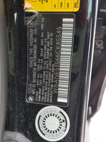 Photo 10 from auction – 2006 BMW 525 I with VIN WBANE53566CK85545