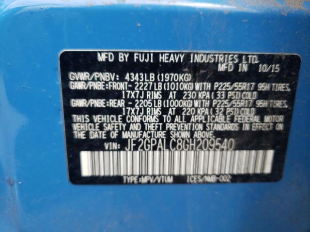 Photo 10 from auction – 2016 SUBARU CROSSTREK with VIN JF2GPALC8GH209540