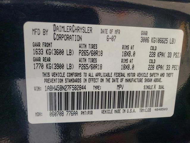 Photo 10 from auction – 2007 CHRYSLER ASPEN LIMI with VIN 1A8HW58N27F582844