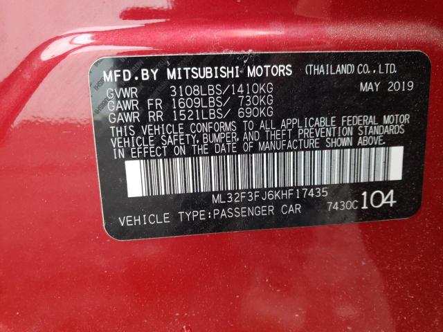 Photo 10 from auction – 2019 MITSUBISHI MIRAGE G4 with VIN ML32F3FJ6KHF17435