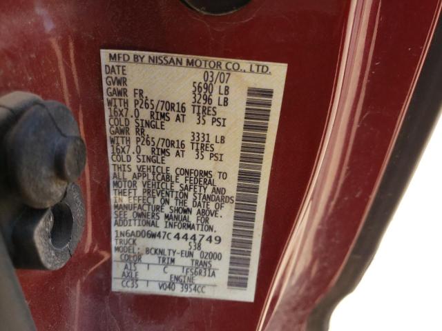 Photo 10 from auction – 2007 NISSAN FRONTIER K with VIN 1N6AD06W47C444749