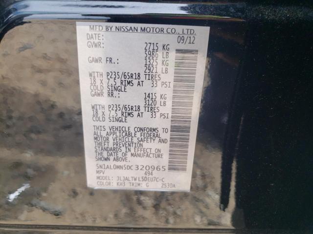 Photo 10 from auction – 2013 INFINITI JX35 with VIN 5N1AL0MN5DC320965