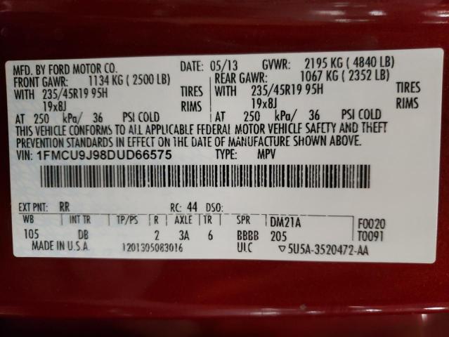 Photo 10 from auction – 2013 FORD ESCAPE TIT with VIN 1FMCU9J98DUD66575