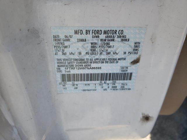 Photo 10 from auction – 2007 FORD F150 with VIN 1FTRF12W97NA86595