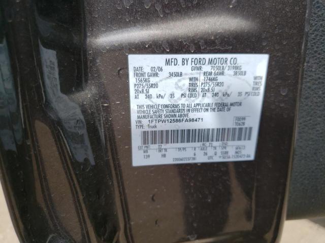 Photo 10 from auction – 2006 FORD F150 SUPER with VIN 1FTPW12586FA98471
