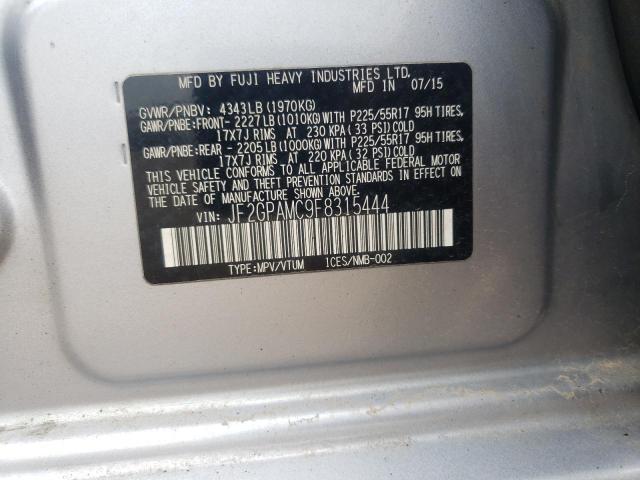 Photo 10 from auction – 2015 SUBARU XV CROSSTR with VIN JF2GPAMC9F8315444