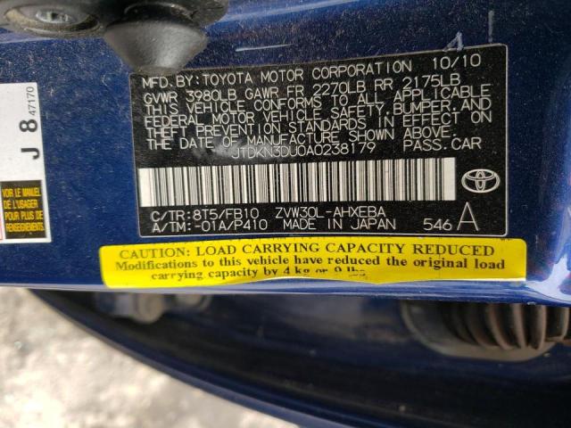 Photo 10 from auction – 2010 TOYOTA PRIUS with VIN JTDKN3DU0A0238179