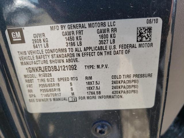Photo 10 from auction – 2011 CHEVROLET TRAVERSE L with VIN 1GNKRJED3BJ121092