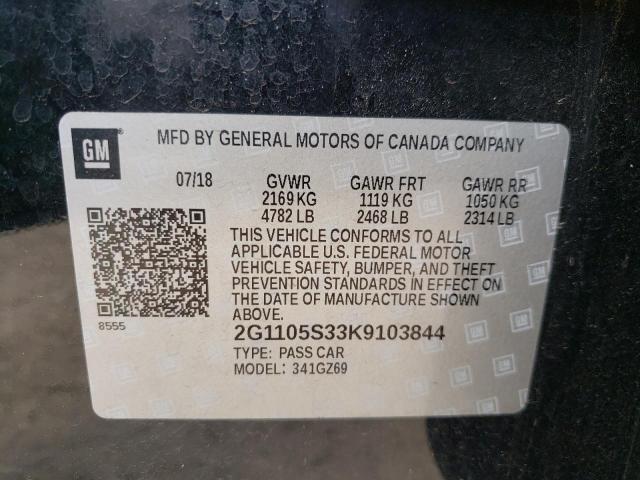Photo 10 from auction – 2019 CHEVROLET IMPALA PRE with VIN 2G1105S33K9103844