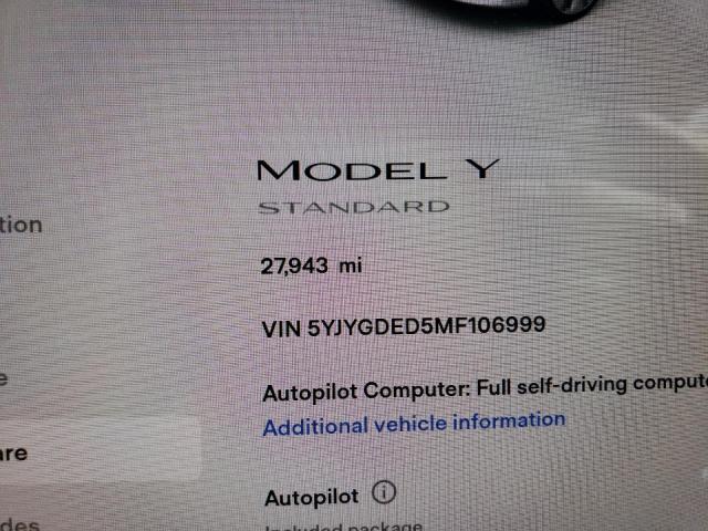 Photo 8 from auction – 2021 TESLA MODEL Y with VIN 5YJYGDED5MF106999