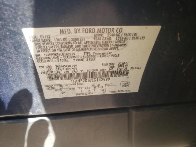 Photo 10 from auction – 2012 FORD TAURUS SHO with VIN 1FAHP2KT6CG142999