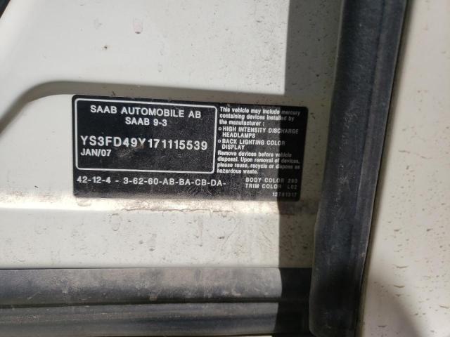 Photo 10 from auction – 2007 SAAB 9-3 2.0T with VIN YS3FD49Y171115539
