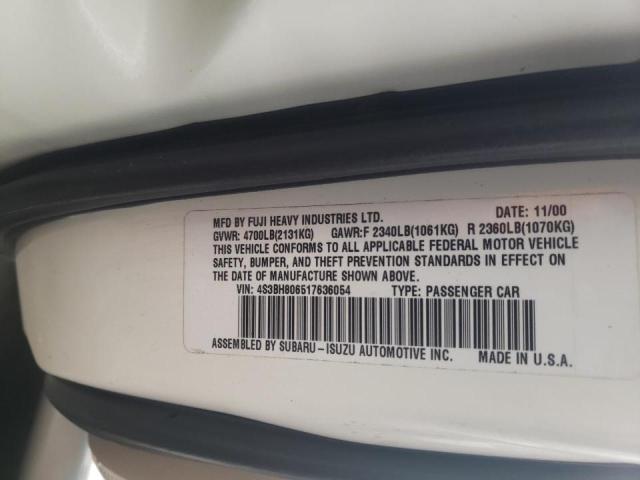 Photo 10 from auction – 2001 SUBARU LEGACY OUT with VIN 4S3BH806517636054