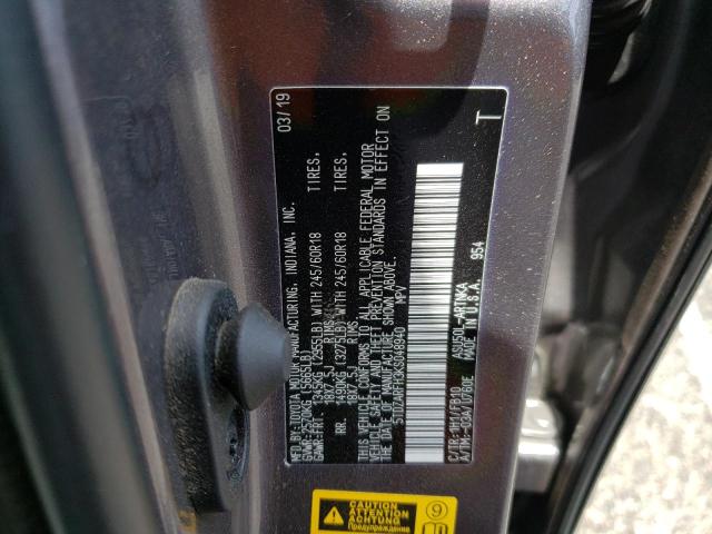 Photo 10 from auction – 2019 TOYOTA HIGHLANDER with VIN 5TDZARFH3KS048940