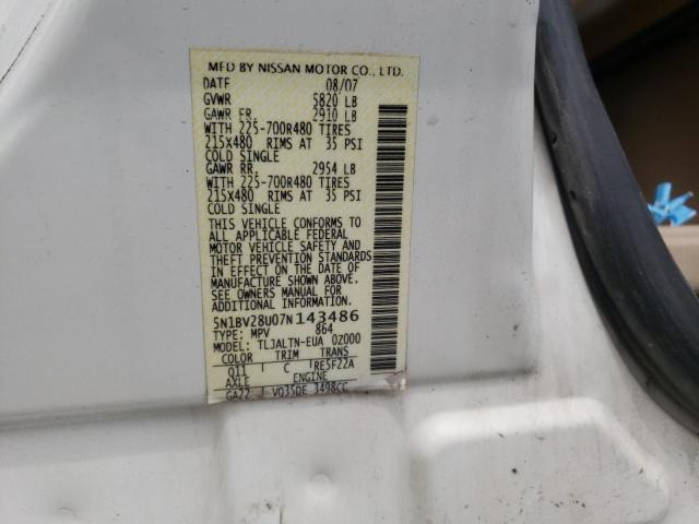Photo 10 from auction – 2007 NISSAN QUEST S with VIN 5N1BV28U07N143486