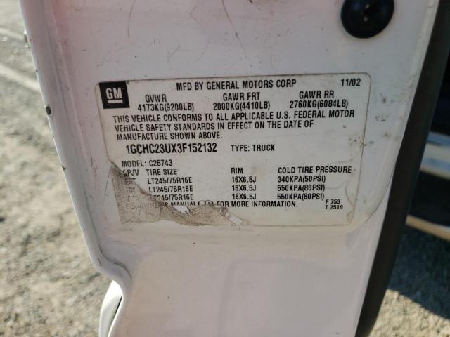 Photo 10 from auction – 2003 CHEVROLET SILVERADO with VIN 1GCHC23UX3F152132