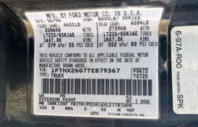 Photo 10 from auction – 1996 FORD F250 with VIN 1FTHX26G7TEB79367