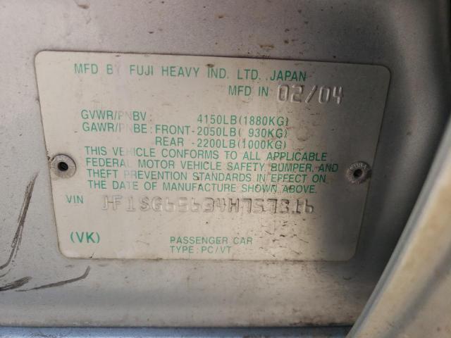Photo 10 from auction – 2004 SUBARU FORESTER 2 with VIN JF1SG65634H757816