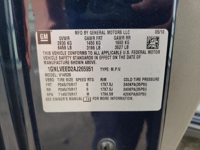 Photo 10 from auction – 2010 CHEVROLET TRAVERSE L with VIN 1GNLVEED2AJ265951