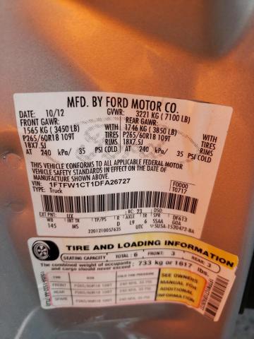 Photo 10 from auction – 2013 FORD F150 SUPER with VIN 1FTFW1CT1DFA26727