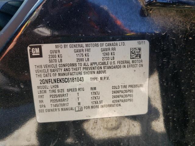 Photo 10 from auction – 2012 CHEVROLET EQUINOX LT with VIN 2GNFLNEK5C6181043