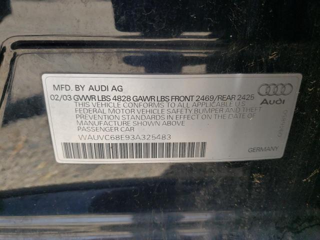 Photo 10 from auction – 2003 AUDI A4 1.8T AV with VIN WAUVC68E93A325483