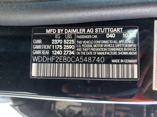 Photo 10 from auction – 2012 MERCEDES-BENZ E 350 BLUE with VIN WDDHF2EB0CA548740