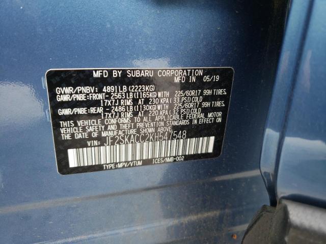 Photo 10 from auction – 2019 SUBARU FORESTER with VIN JF2SKACC2KH547548