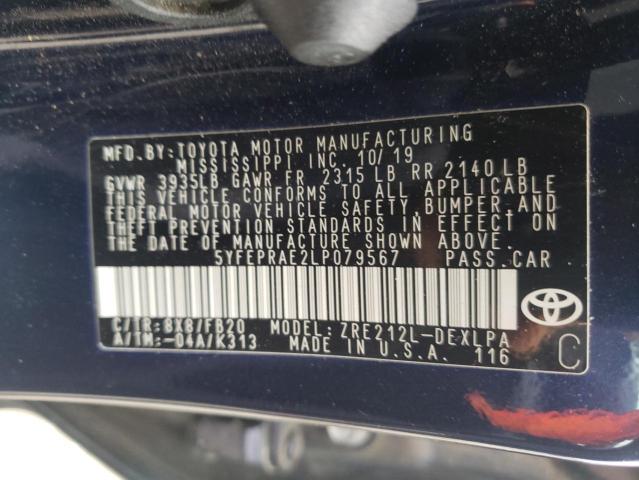 Photo 10 from auction – 2020 TOYOTA COROLLA LE with VIN 5YFEPRAE2LP079567