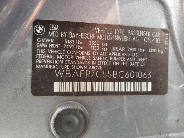 Photo 10 from auction – 2011 BMW 535 I with VIN WBAFR7C55BC601063