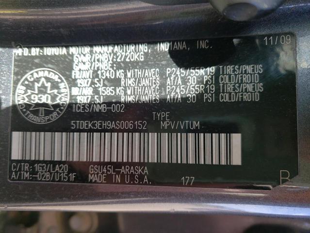 Photo 10 from auction – 2010 TOYOTA HIGHLANDER with VIN 5TDEK3EH9AS006152