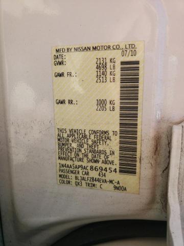 Photo 10 from auction – 2010 NISSAN MAXIMA S with VIN 1N4AA5AP9AC869454
