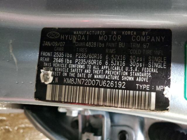 Photo 10 from auction – 2007 HYUNDAI TUCSON SE with VIN KM8JN72D07U626192