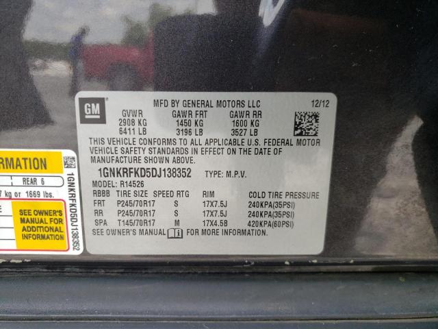 Photo 10 from auction – 2013 CHEVROLET TRAVERSE L with VIN 1GNKRFKD5DJ138352