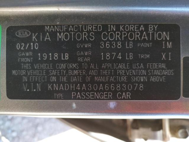 Photo 10 from auction – 2010 KIA RIO LX with VIN KNADH4A30A6683078