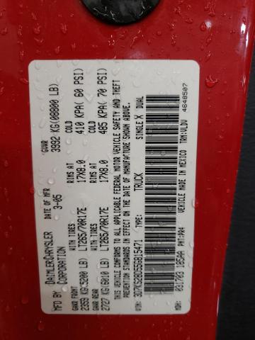 Photo 10 from auction – 2005 DODGE RAM 2500 S with VIN 3D7KS28D55G815471