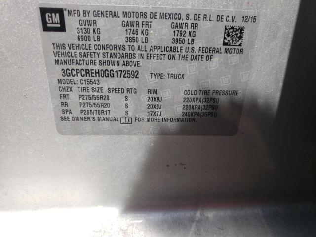 Photo 10 from auction – 2016 CHEVROLET SILVERADO with VIN 3GCPCREH0GG172592