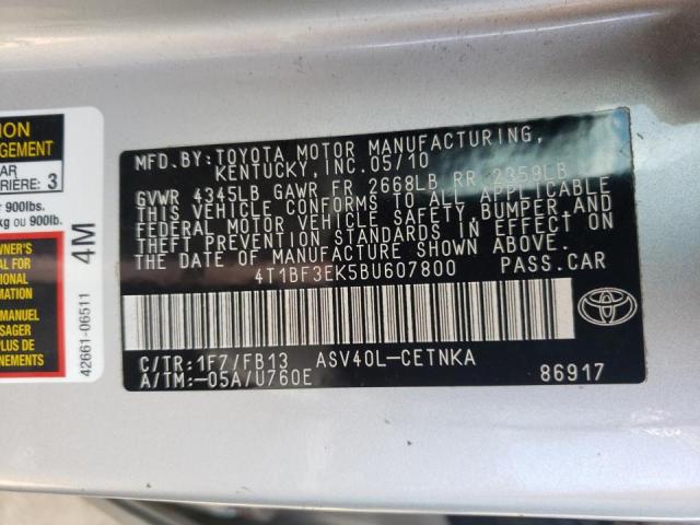 Photo 10 from auction – 2011 TOYOTA CAMRY BASE with VIN 4T1BF3EK5BU607800