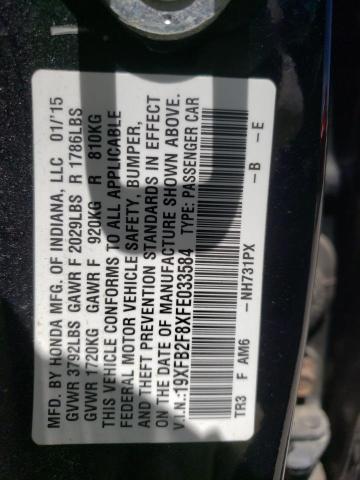 Photo 10 from auction – 2015 HONDA CIVIC EX with VIN 19XFB2F8XFE033584